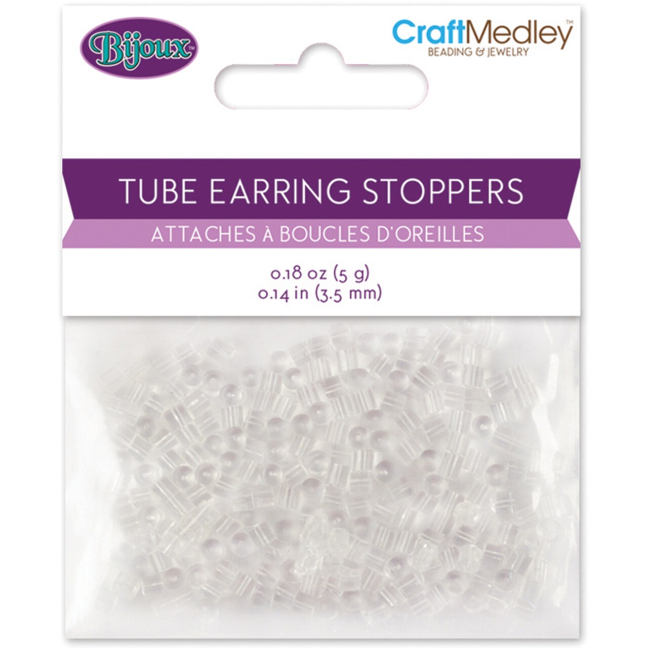 Craft Medley Rubber Tube Earring Stoppers 3.5mm 180/Pkg-Clear